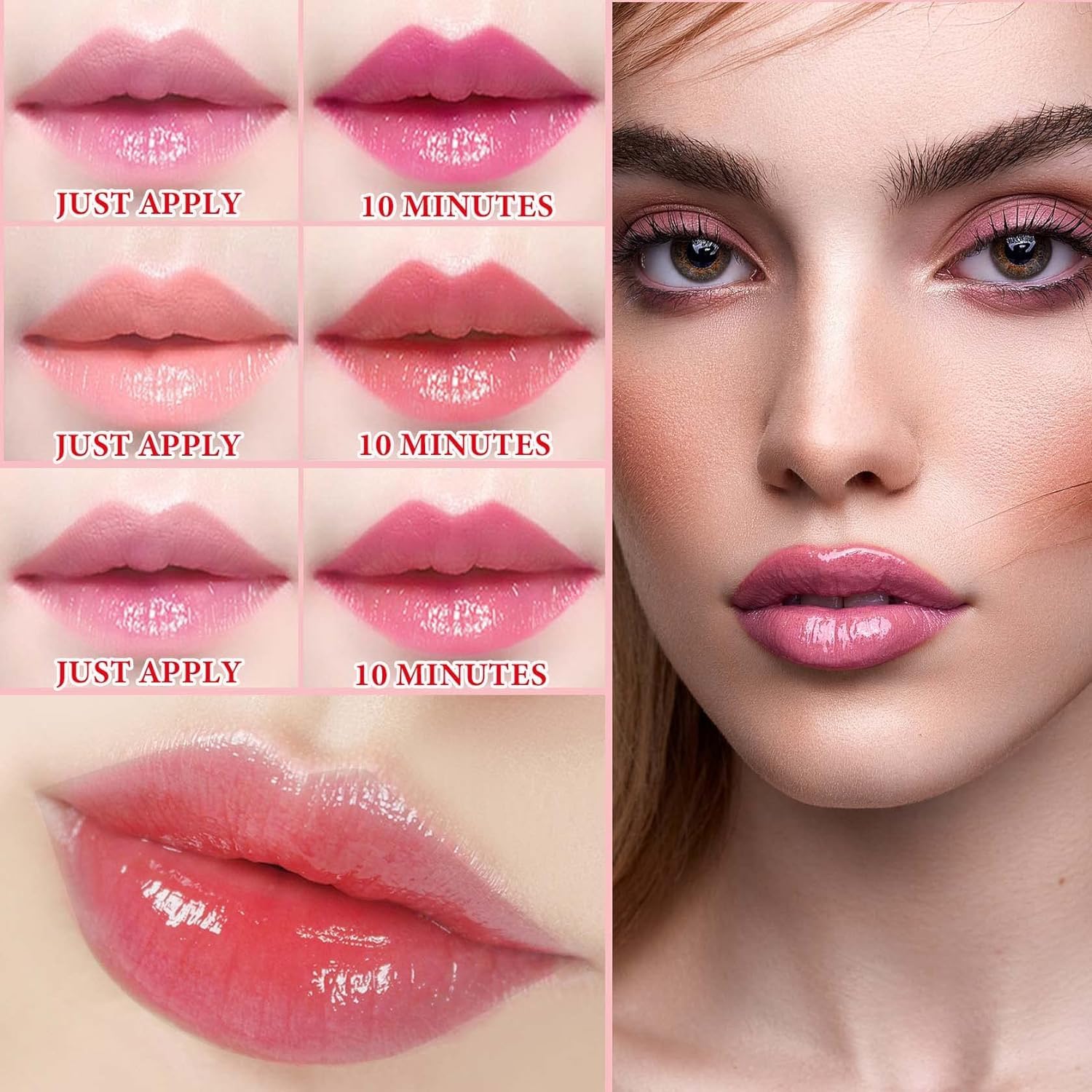 Bálsamo labial que cambia de color, Lápices Labiales mágico que cambia de color, Brillos Labiales teñido, labial hidratante impermeable de larga duración para mujeres (A)