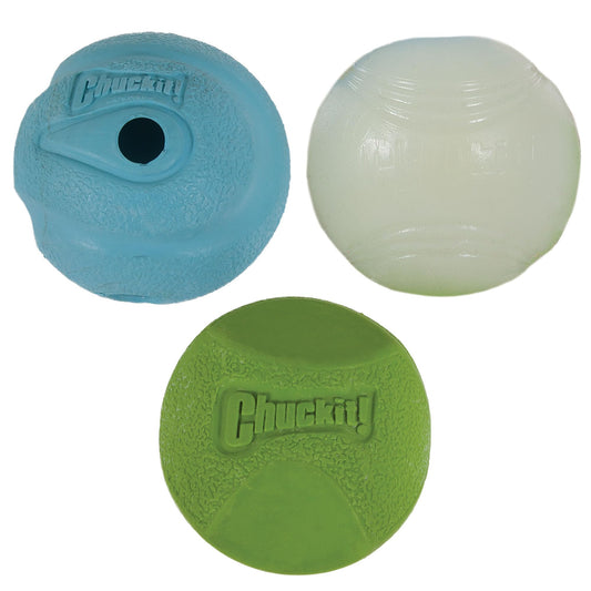 Chuckit! Fetch Ball Medley Trio, pequeño, Paquete de 3
