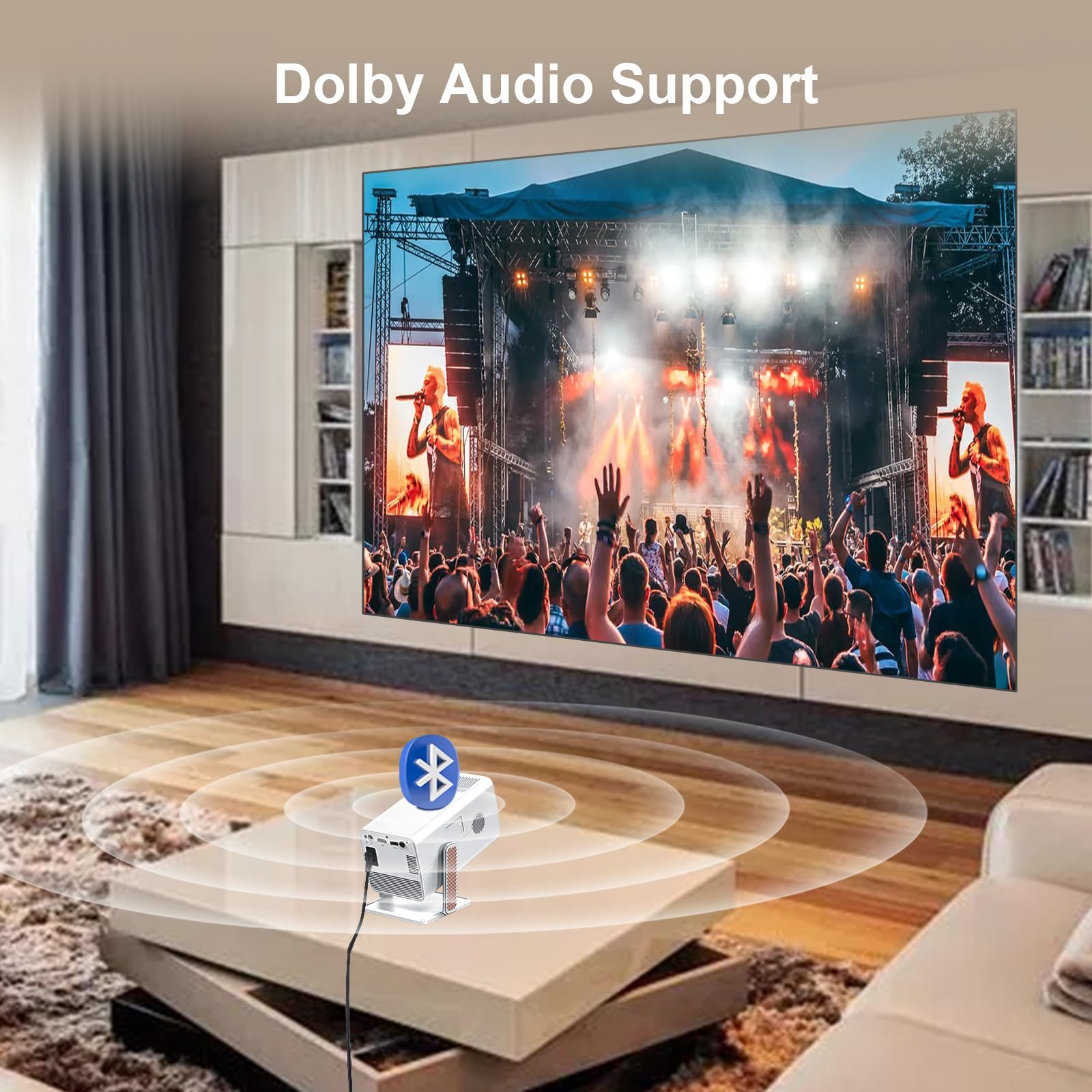 Proyector de Video XNANO Giratorio 270° Bluetooth 5.2 WiFi 6 HD 1080P con Control de Voz