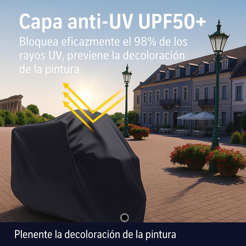 Cubierta Impermeable para Motocicletas PUBAMALL Negro Protección contra Polvo y Clima