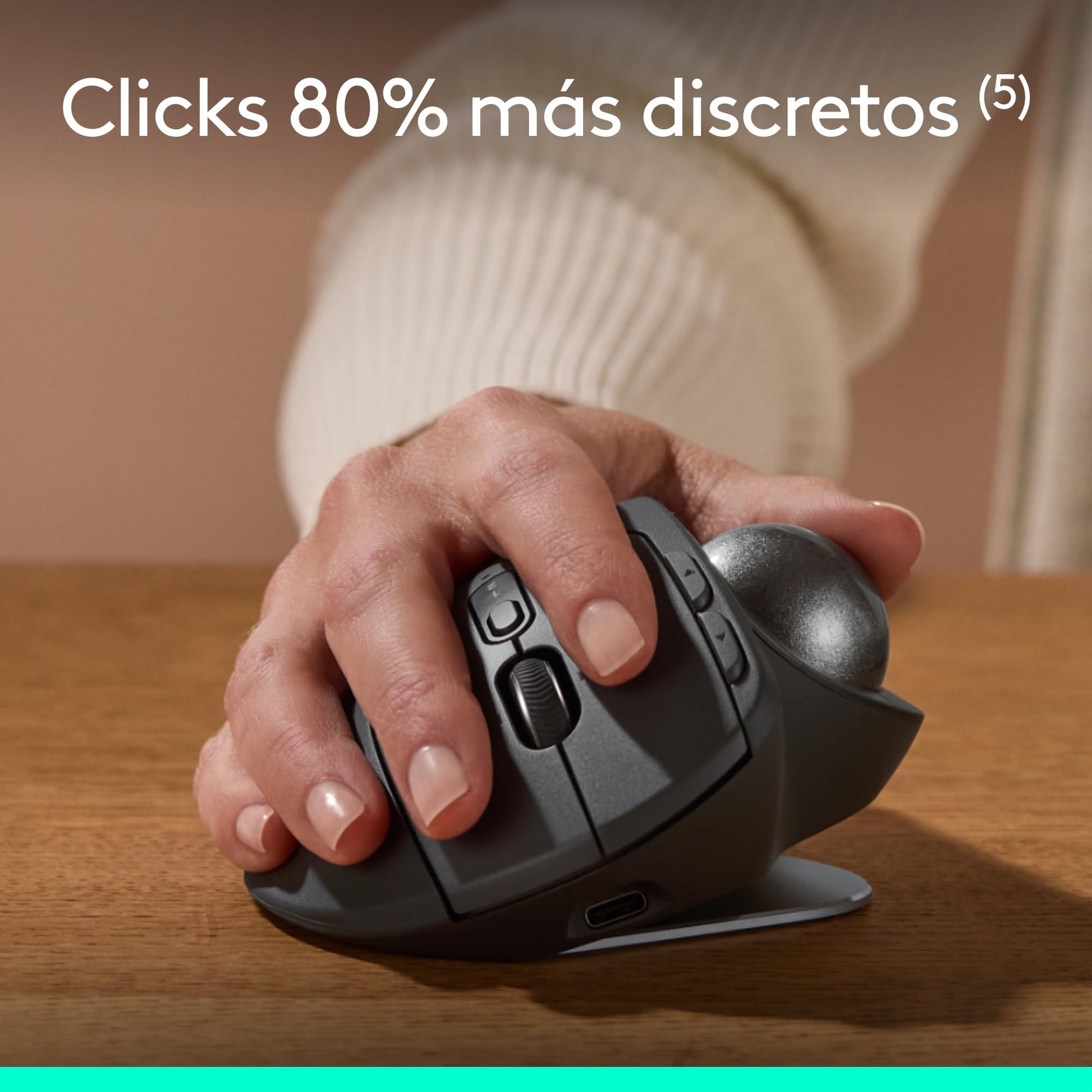 Mouse Ergonómico Inalámbrico Logitech MX Ergo Grafito con Trackball y 6 Botones Programables
