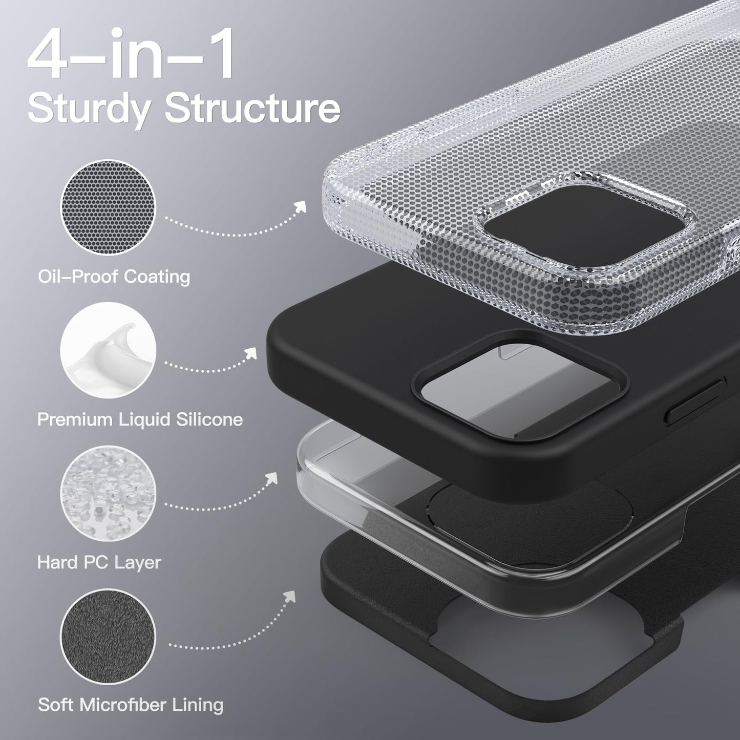 JETech Funda Silicona para iPhone 12/12 Pro 6.1 Pulgadas, Protectora de Cuerpo Completo con Tacto Suave y Sedoso, Antigolpes Carcasa con Forro de Microfibra (Negro)