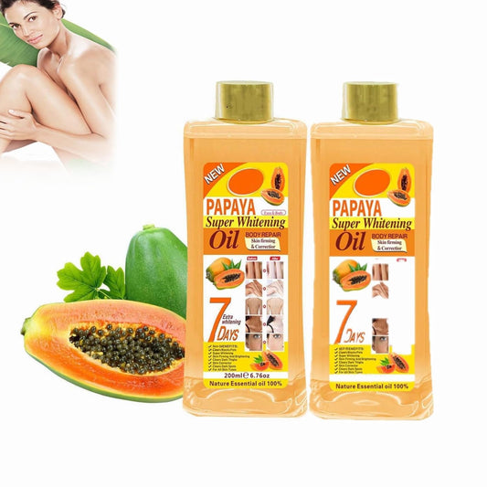 Pack x2 Aceite Superblanqueador de Papaya para Aclarar y Reparar la Piel en 7 Días. Aceite de Papaya para una Piel más Clara y Radiante. ¡Cuida tu Cuerpo con este Poderoso Tratamiento!