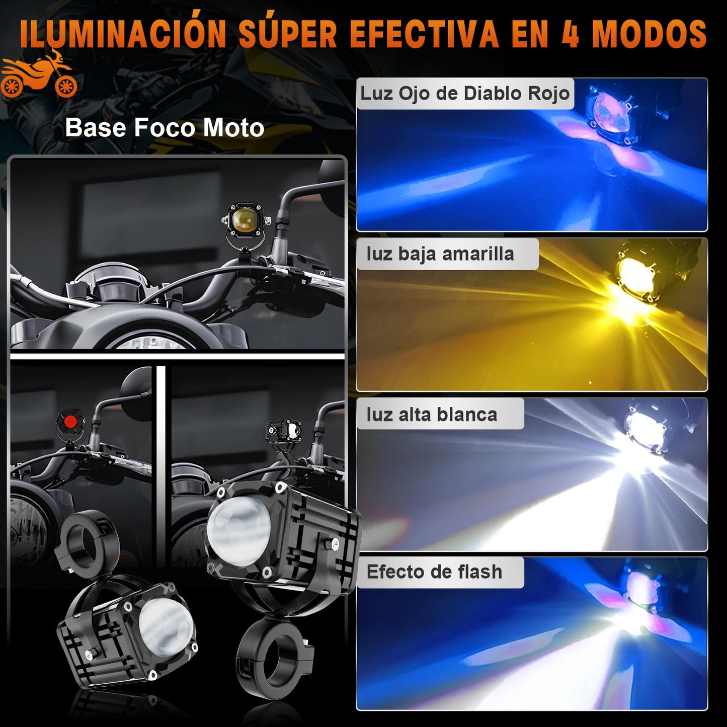 AUTOFAST 80w 6500k Luces Exploradoras Para Moto,Luz Antiniebla Auxiliares Para Moto,Súper Brillante Faros Led Para Moto Con Lente,Faros De Niebla Para Motocicleta,Focos Para Moto,2pcs
