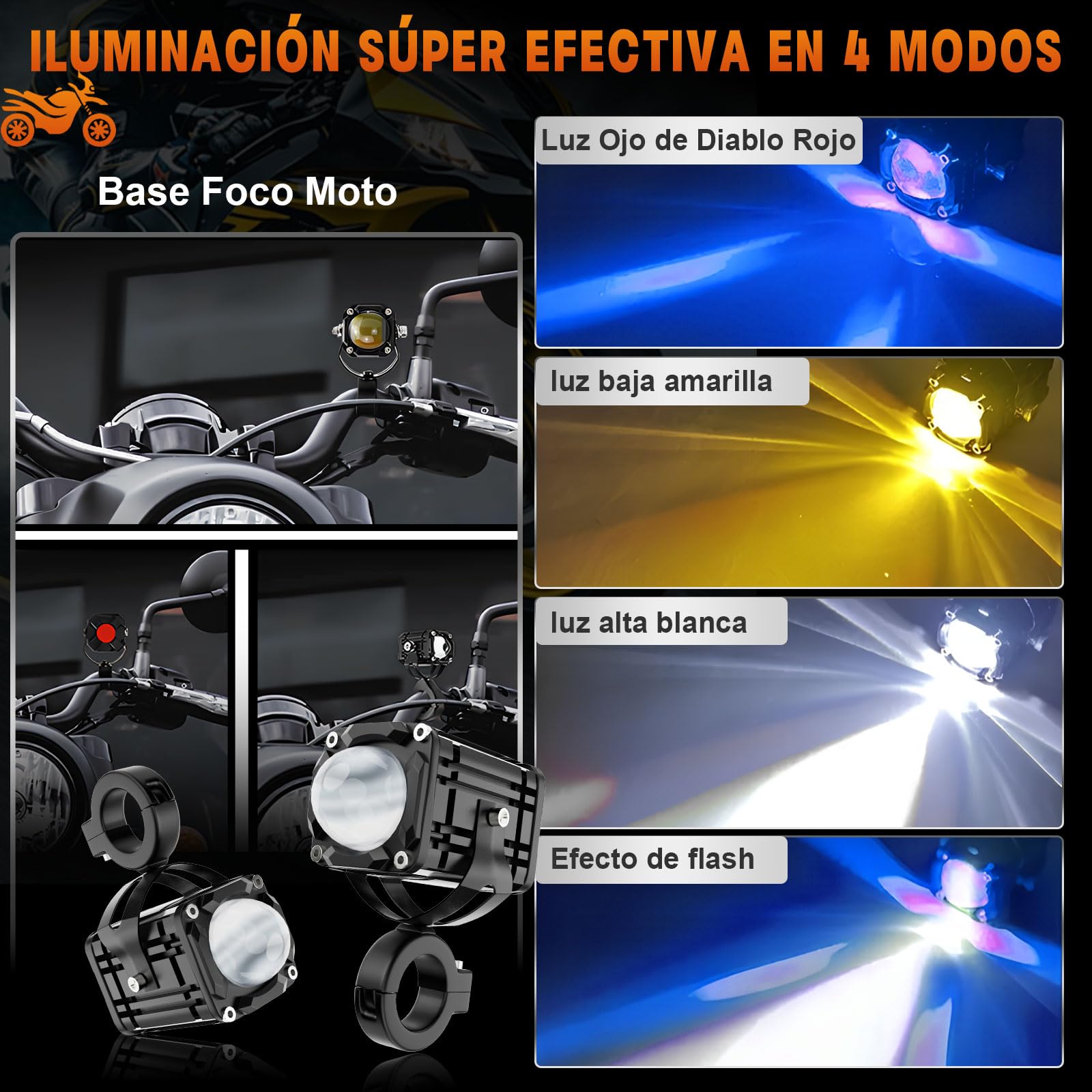 AUTOFAST 80w 6500k Luces Exploradoras Para Moto,Luz Antiniebla Auxiliares Para Moto,Súper Brillante Faros Led Para Moto Con Lente,Faros De Niebla Para Motocicleta,Focos Para Moto,2pcs