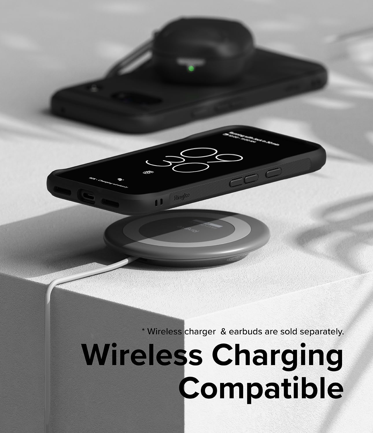 Funda TPU Antideslizante Ringke Onyx Google Pixel 8a Negro con Agujeros para Cuerda