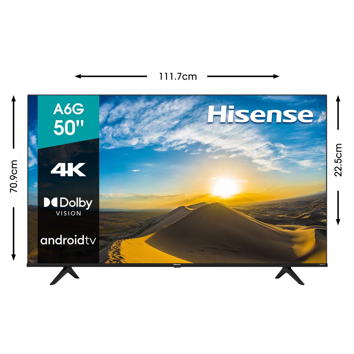 Pantalla Hisense 50" 4K UHD Android TV con Control de Voz 50A6G (2021)