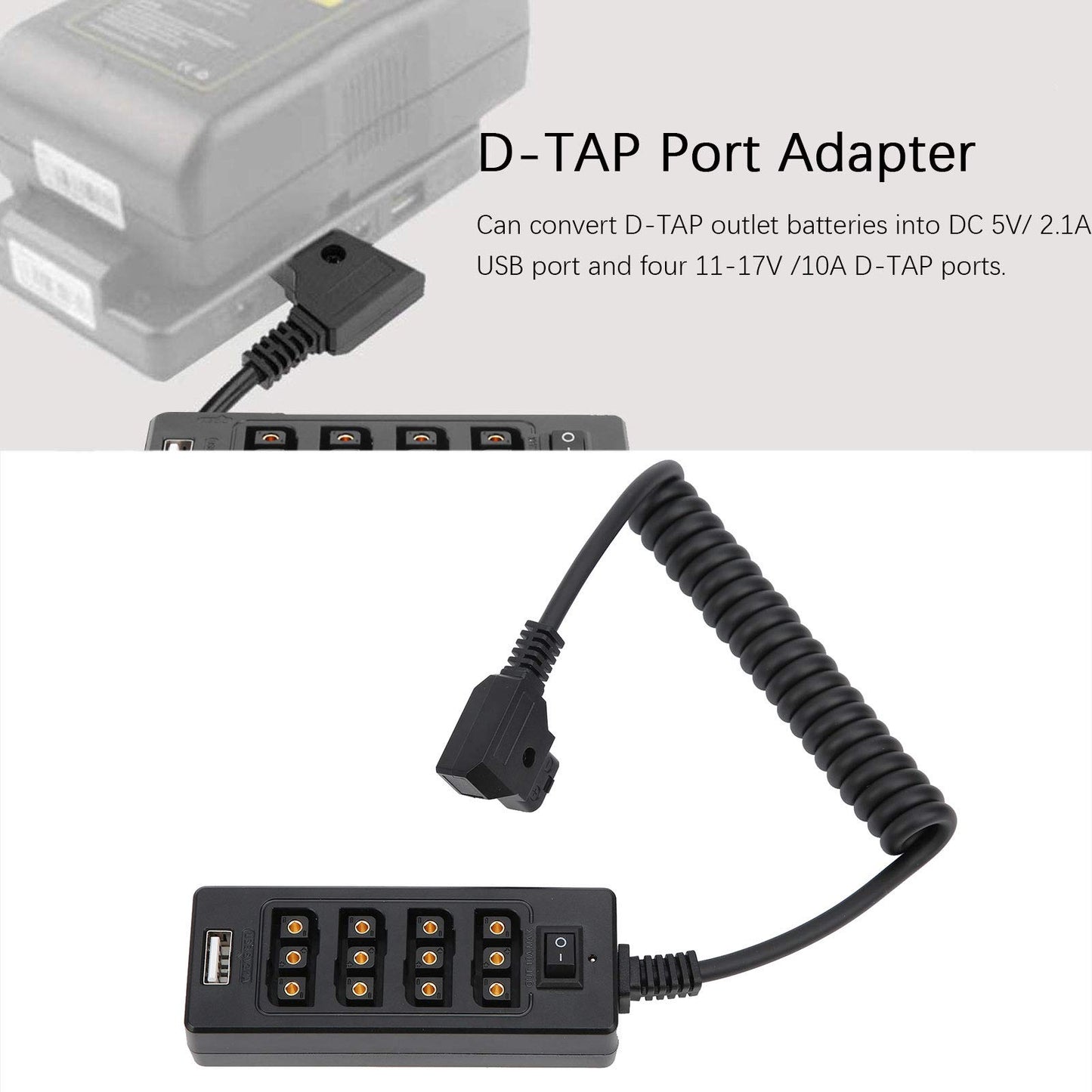 S erounder D-Tap Macho Power Tap a 4 Puertos Hembra D-Tap Hub Adaptador Divisor de Cable para fotografía Convertidor de Corriente V-Lock Batería de cámara