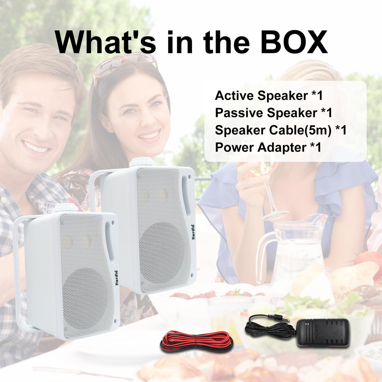 Herdio 3.5 Pulgadas Bluetooth Bocinas para Exterior, 200W Altavoces para Exteriores, Resistente al Agua, Adecuado para el hogar, Patio, Terraza,Patio Trasero (2 Altavoces,Blanco)