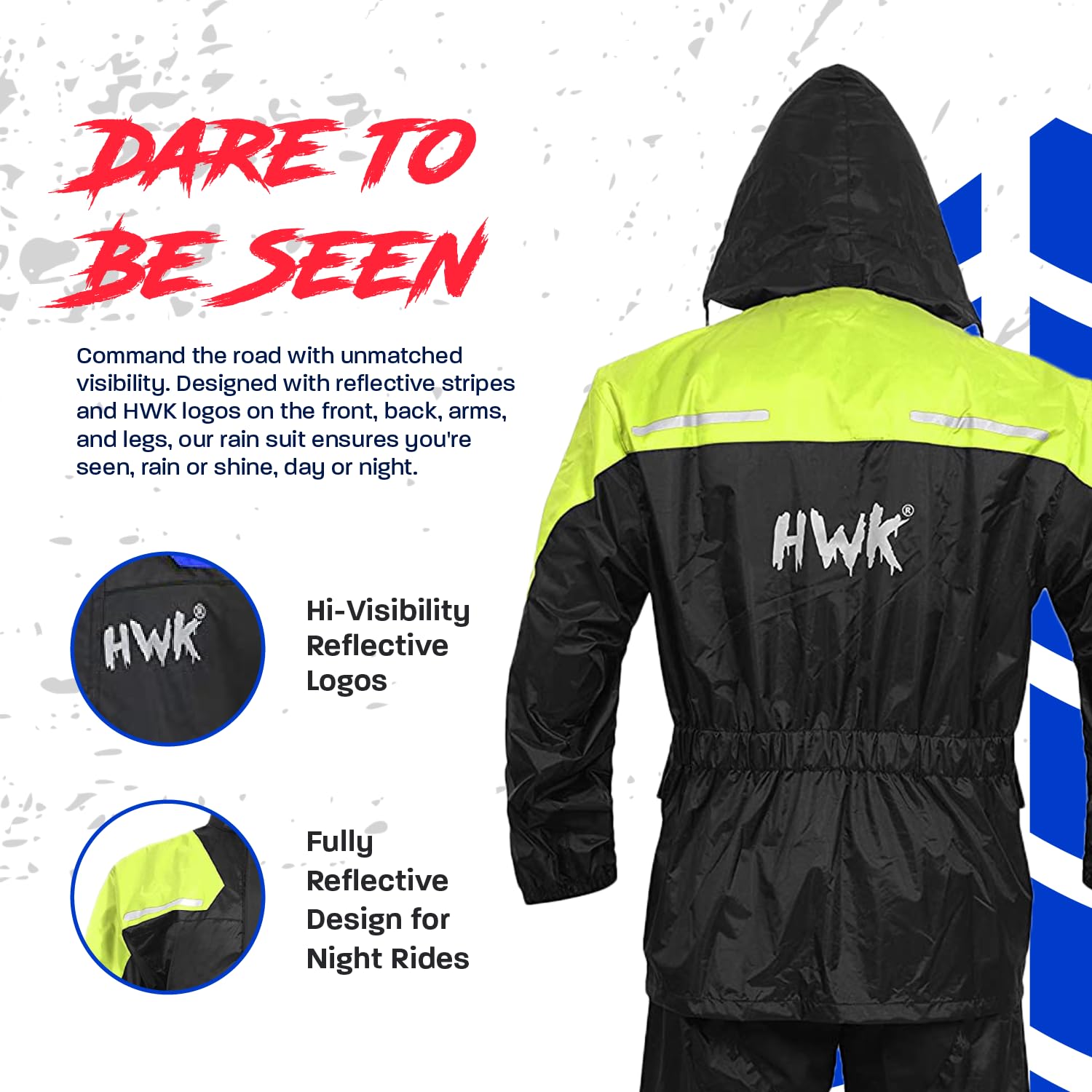 HWK - Traje de lluvia de motocicleta para hombres y mujeres, ropa, chamarras y pantalones reflectantes, traje de lluvia impermeable