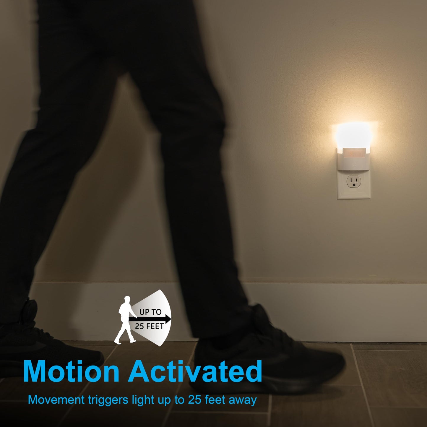GE Enbrighten Luz De Noche Led Enchufable Con Sensor De Movimiento 1 Pieza 40 Lúmenes Blanco Suave Certificacion UL Ideal Para Dormitorio Guardería Baño Oficina Escaleras 12201