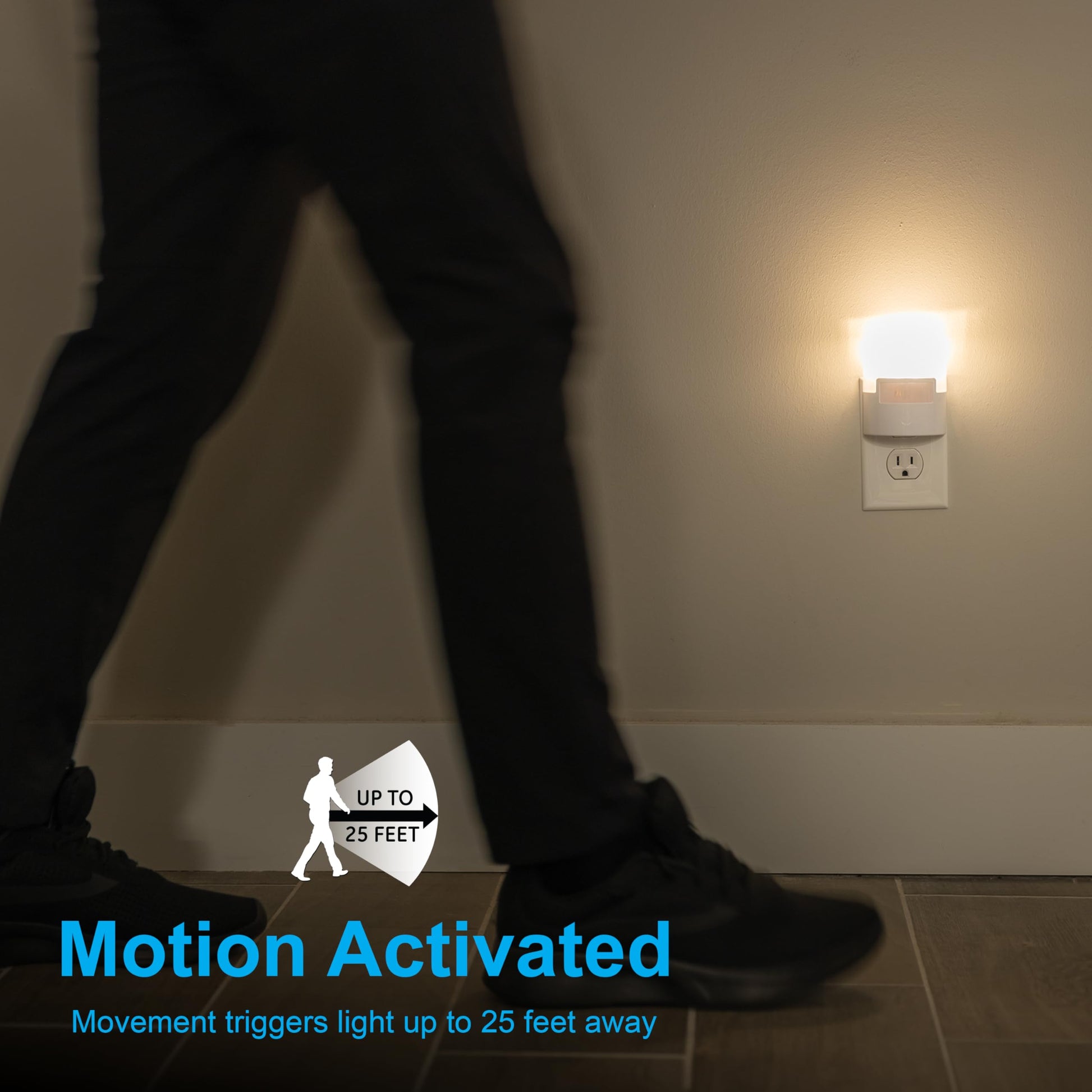 GE Enbrighten Luz De Noche Led Enchufable Con Sensor De Movimiento 1 Pieza 40 Lúmenes Blanco Suave Certificacion UL Ideal Para Dormitorio Guardería Baño Oficina Escaleras 12201