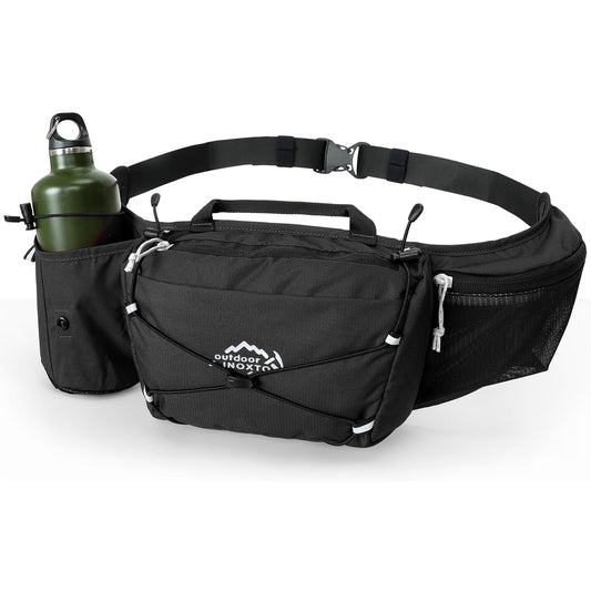 INOXTO - Riñonera deportiva para mujeres y hombres, paquete de cintura reflectante, para todos los teléfonos (Gary), Negro -