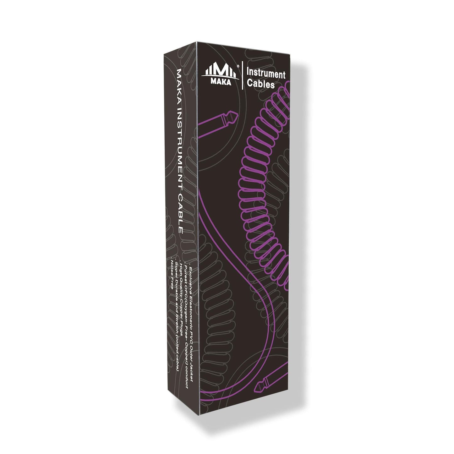 M MAKA - Cable de guitarra premium de 20 pies, espiral rizado, 1/4 pulgadas recto a ángulo recto, compatible con guitarra eléctrica y bajo, morado