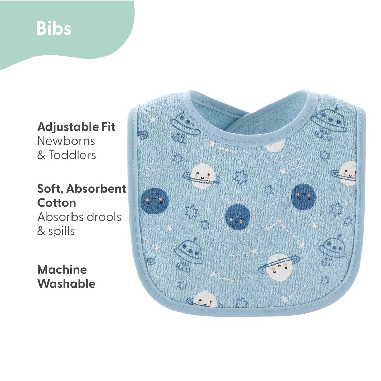 The Peanutshell - Baberos para bebé para niños o niñas, paño de rizo, alimentación, babeo, dentición esenciales para recién nacidos, bebés, bebés pequeños, género neutro, paquete de 10, gris, azul,