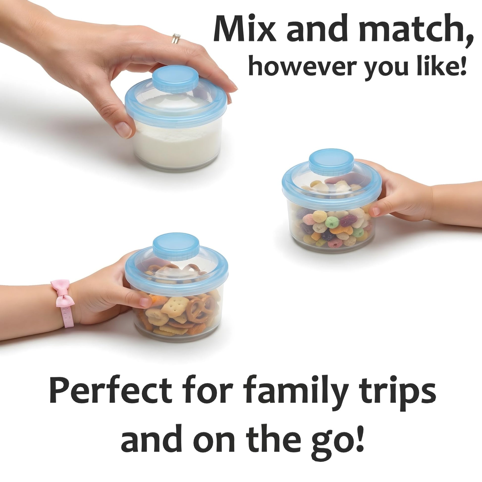 Contenedor de fórmula para llevar – Baby Essentials, dispensador de fórmula apilable para alimentación nocturna, aperitivos y más, contenedor de viaje de proteína en polvo, paquete de 2, por KiKo