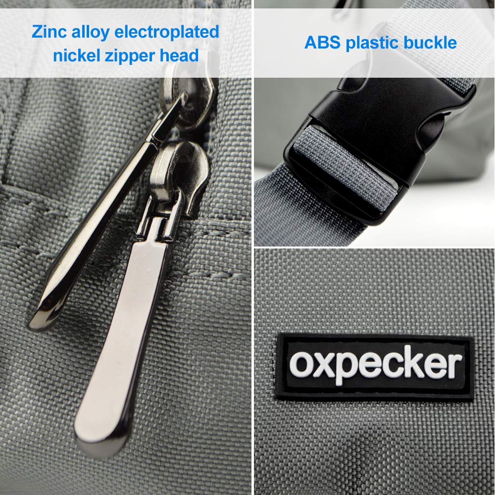 Riñonera Oxpecker Gris Impermeable con Correa Ajustable para Hombres y Mujeres