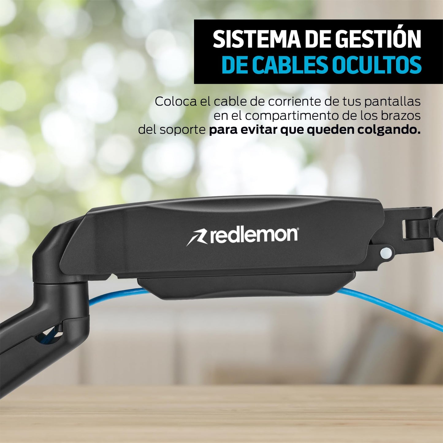 Soporte de Escritorio Redlemon Negro con Brazo Hidráulico para Monitores de 17 a 32 Pulgadas Compatible con VESA