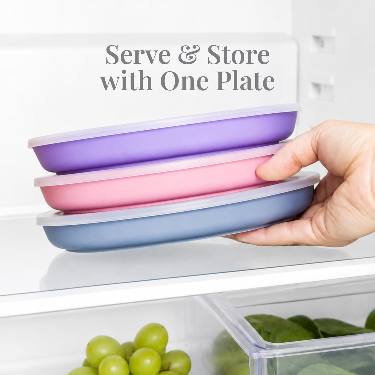 WeeSprout Platos para bebés y niños pequeños con tapas, platos de silicona 100% de grado alimenticio, tapas de plástico duro de alta calidad, diseño irrompible, aptos para microondas y lavaplatos, paquete de 3