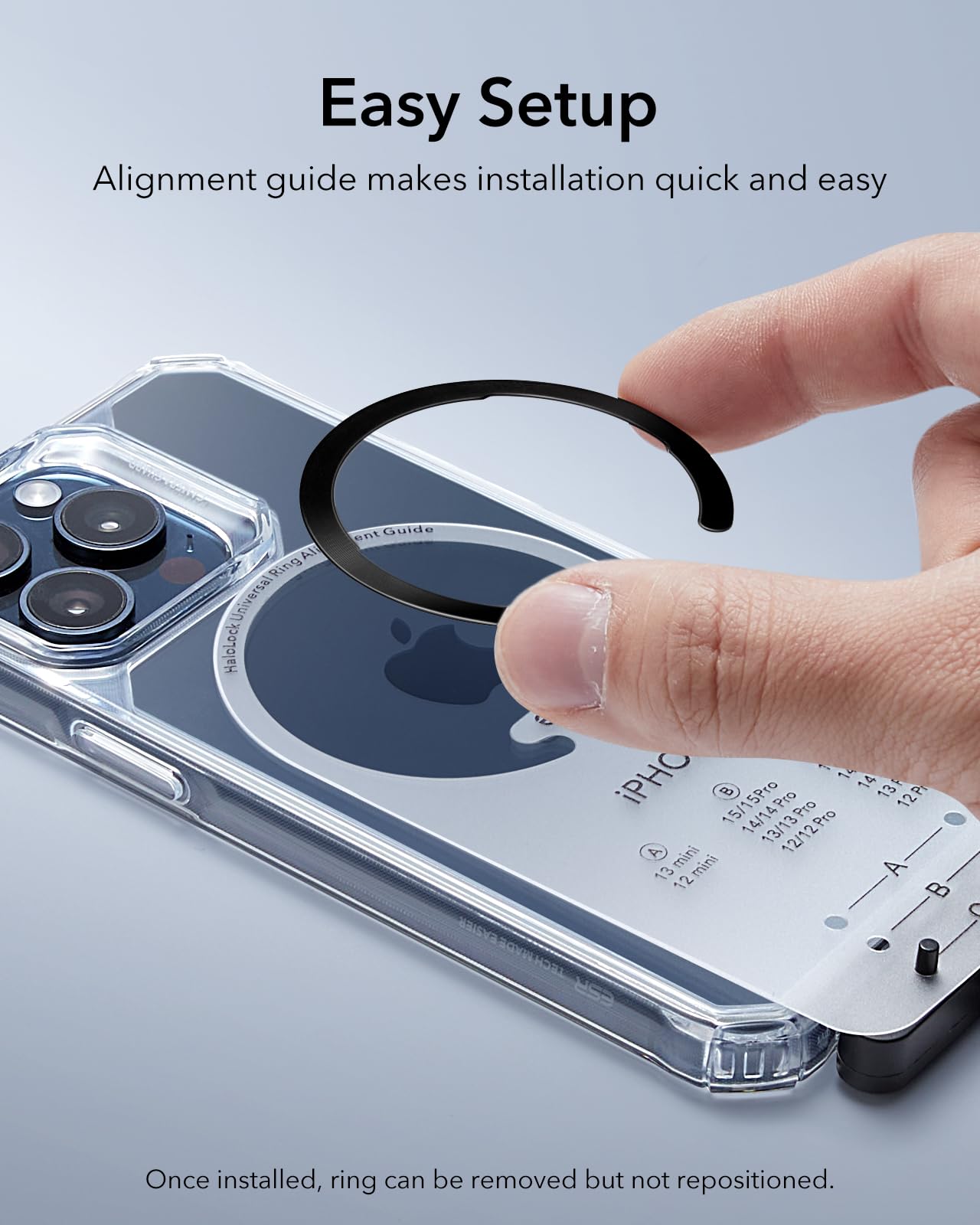 Anillo Ultrafino ESR MagSafe Transparente para Conversión de Cargador Inalámbrico iPhone y Galaxy