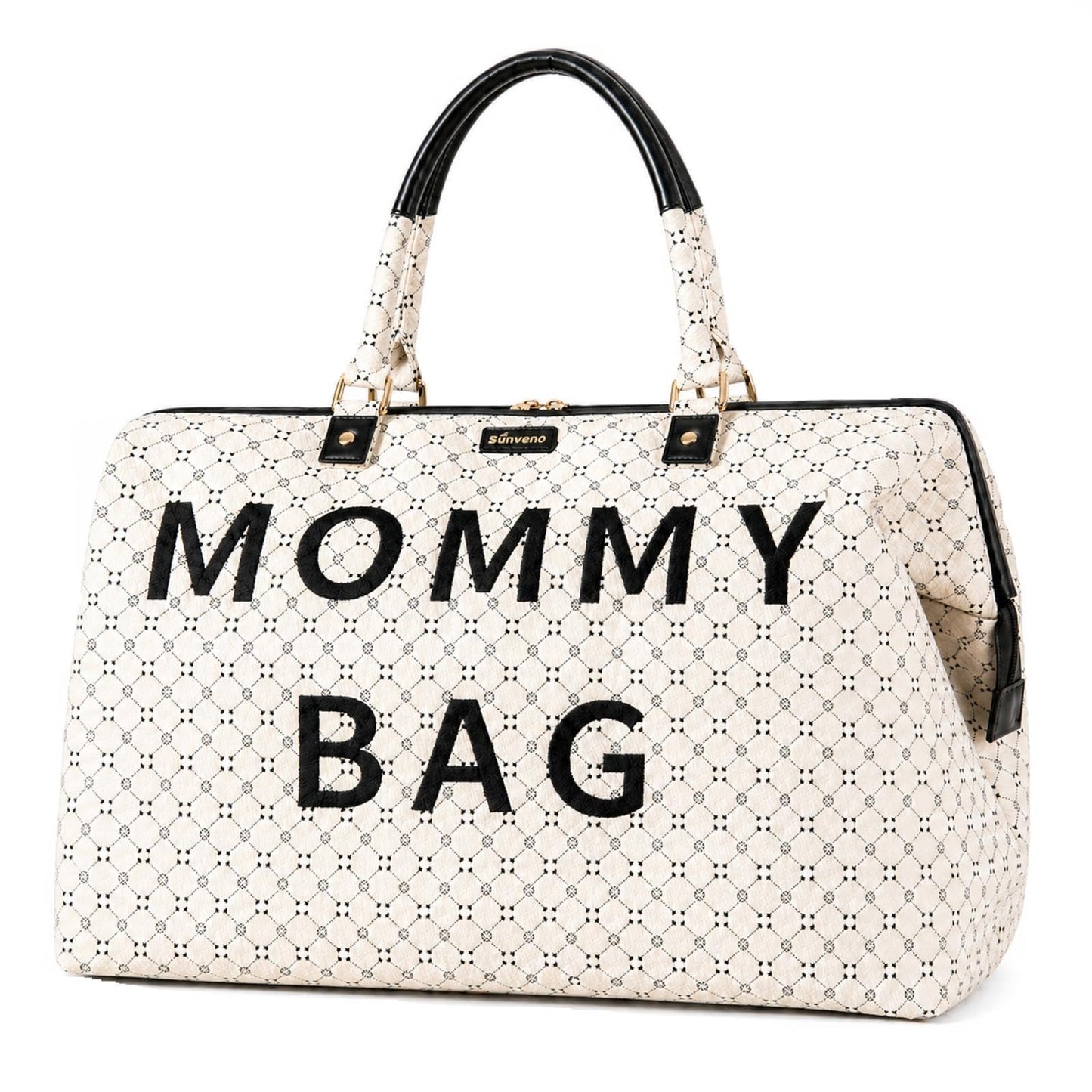 SUNVENO - Bolsa de viaje para mujer, bolsa de viaje para mamá, bolsa de pañales de gran capacidad, color blanco, Blanco
