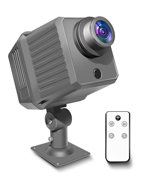 Laulgpoha Proyector GOBO con logotipo de 120 W para negocios, proyección rotacional súper brillante con control remoto y lente de vidrio, sistema de enfriamiento triple, impermeable IP65 para uso