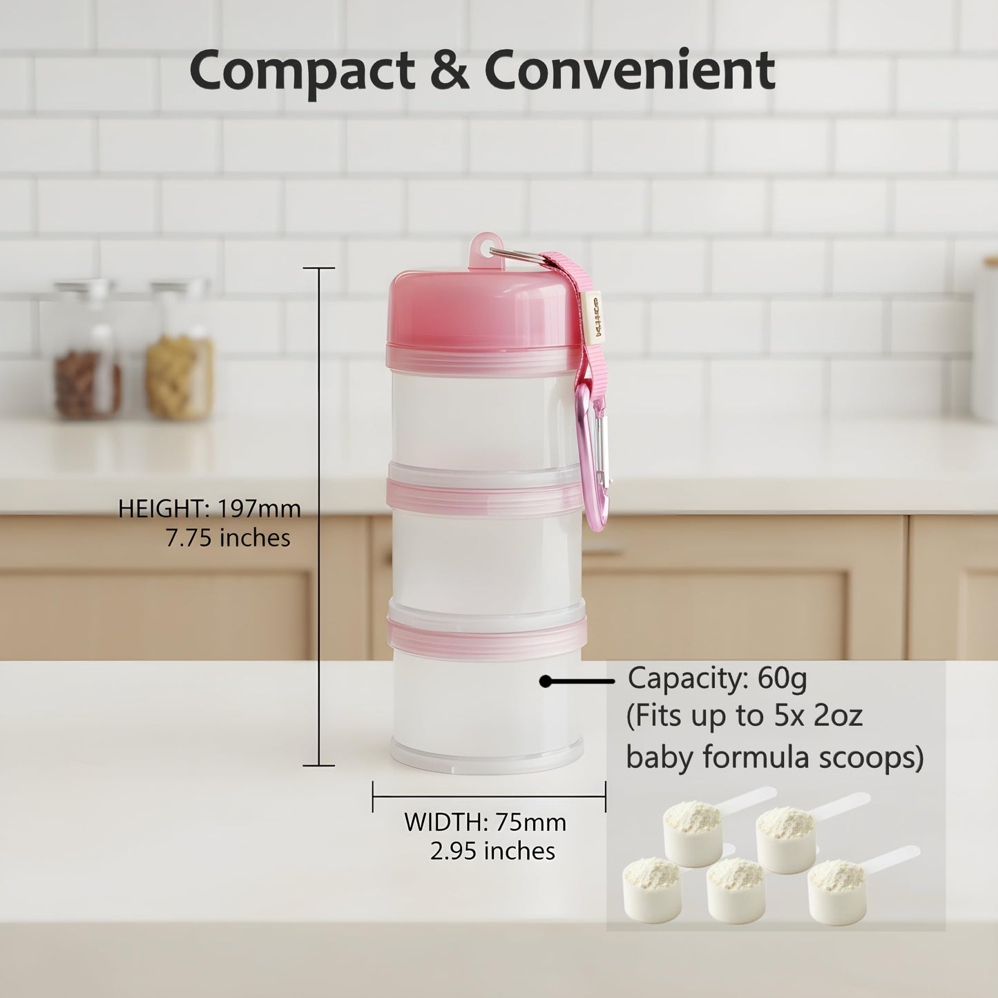 Contenedor de fórmula para llevar – Baby Essentials, dispensador de fórmula apilable para alimentación nocturna, aperitivos y más, contenedor de viaje de proteína en polvo, paquete de 2, por KiKo