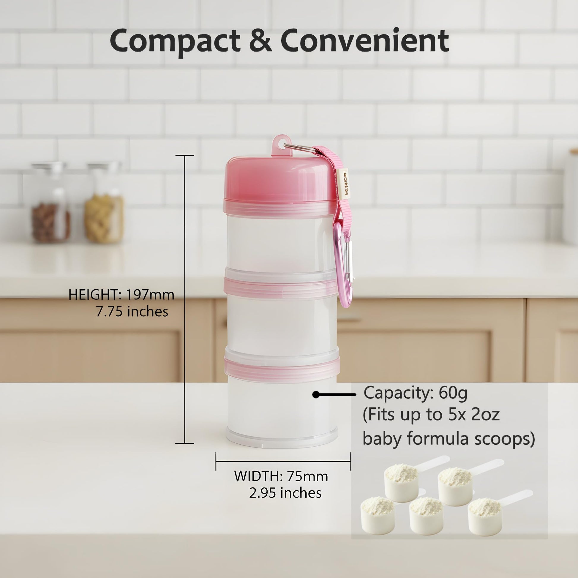 Contenedor de fórmula para llevar – Baby Essentials, dispensador de fórmula apilable para alimentación nocturna, aperitivos y más, contenedor de viaje de proteína en polvo, paquete de 2, por KiKo