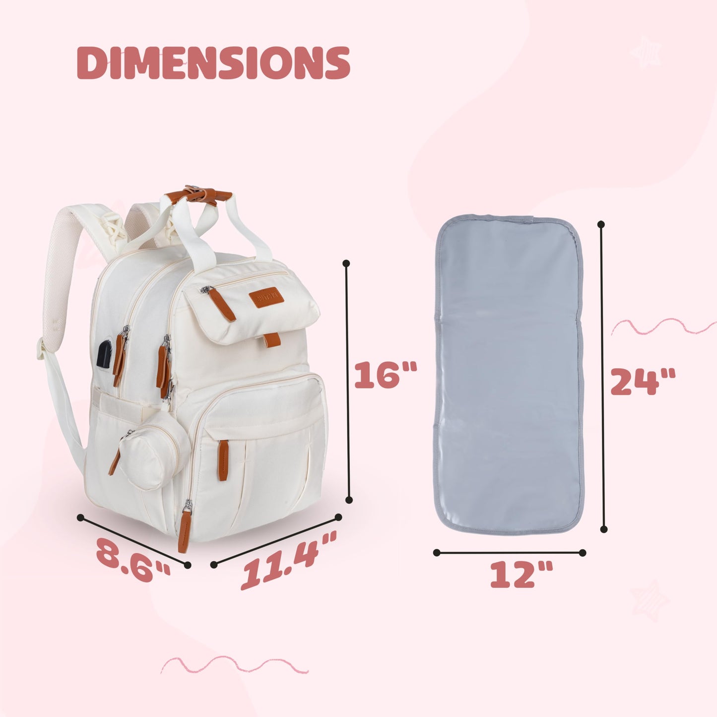 Nestlys - Mochila para pañales para bebé, Beige, Large, Moderno