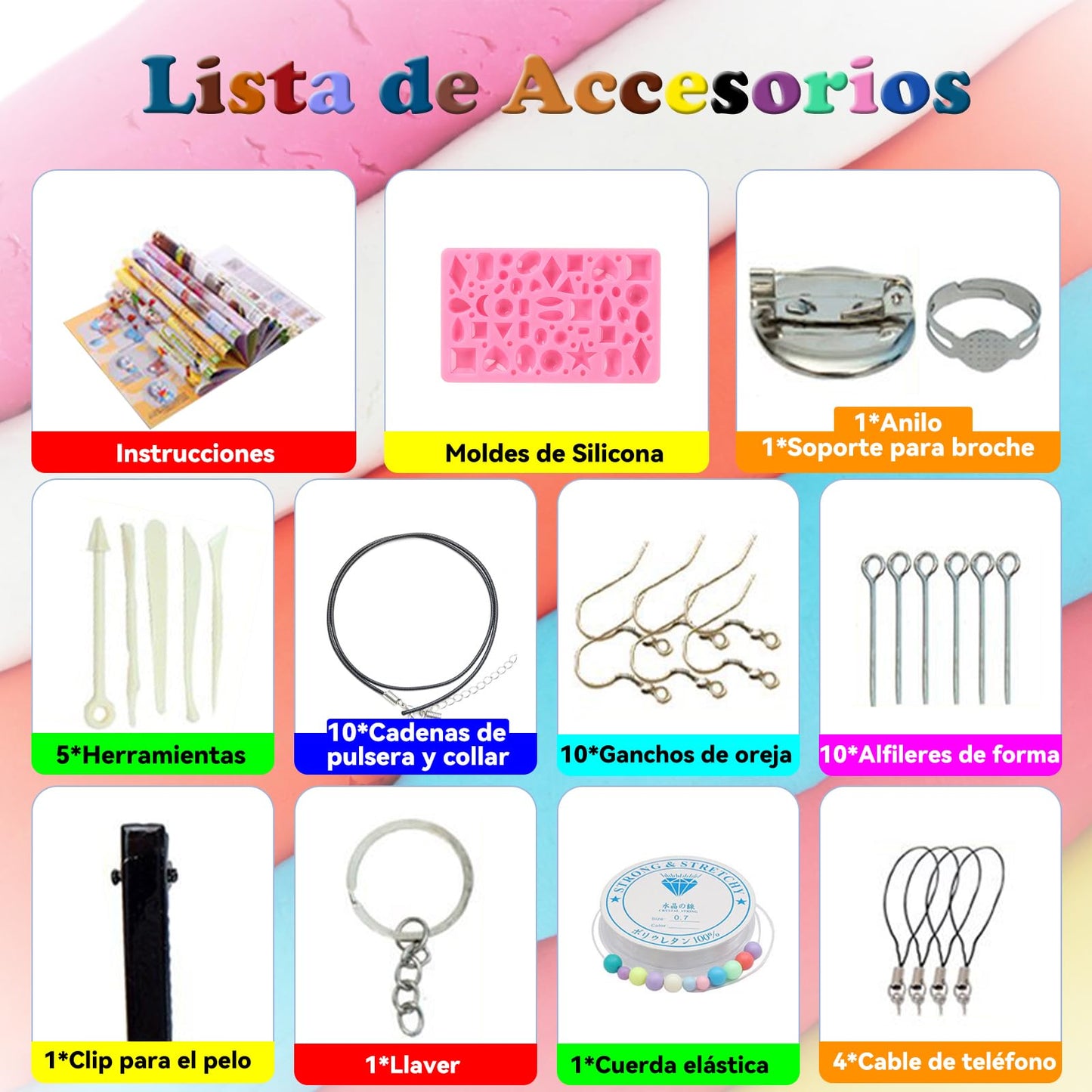 Kit de Arcilla para Modelar al Aire de 104 Piezas, Incluye 50 Colores de Arcilla para Modelar, 5 Herramientas de Escultura, 49 Accesorios de Arcilla y Cajas, Juego de Inicio de Arcilla Horneada, Seguro y No Tóxico