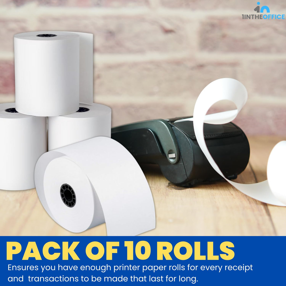 Papel de Impresión 1InTheOffice Blanco 7.62 cm x 3904.00 cm 10 Rollos