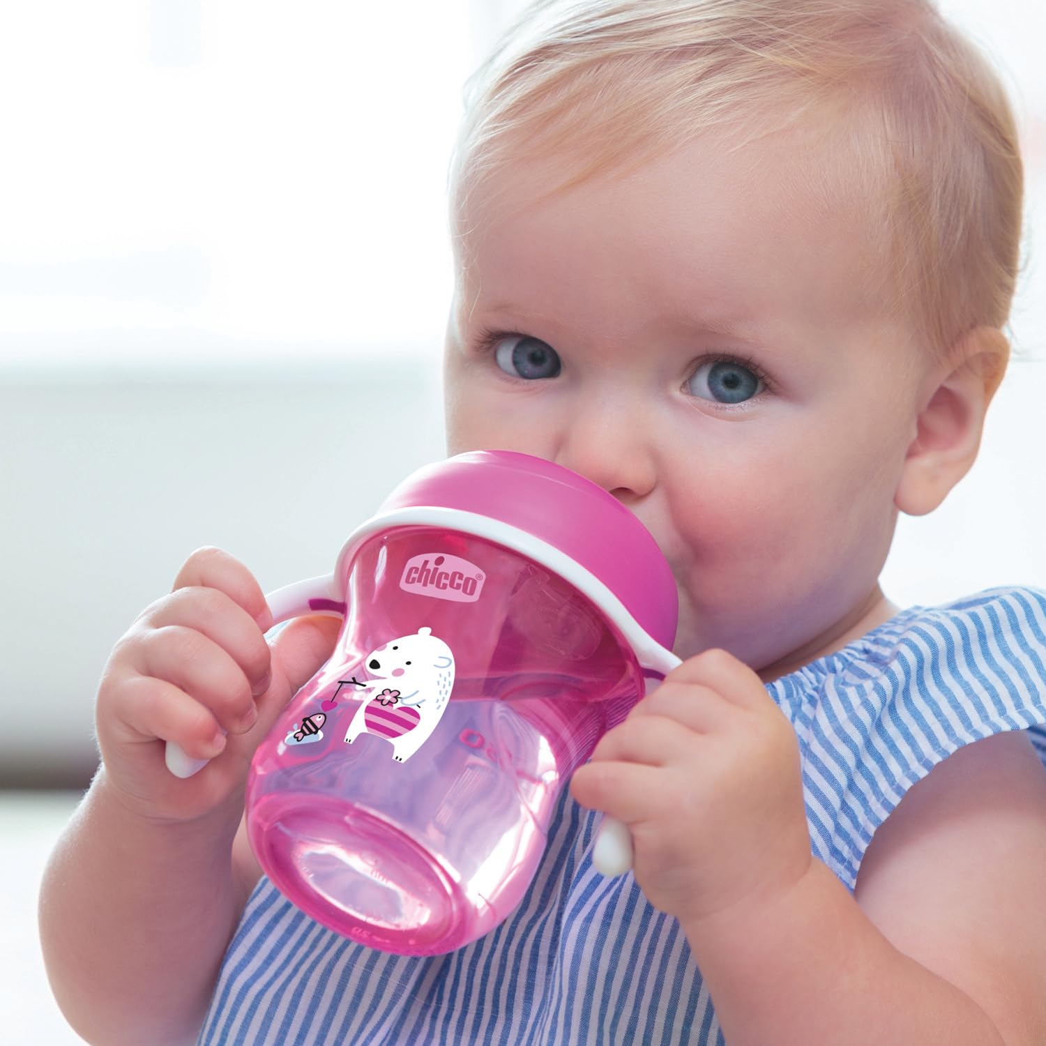 CHICCO, Vaso Entrenador con Boquilla Blanda, 6m+, Color Rosa,