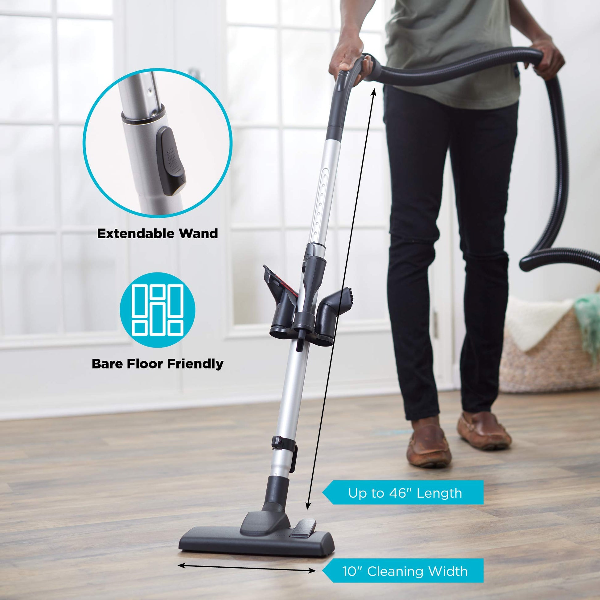 Aspiradora compacta Simplicity Jill para suelos de madera dura y alfombras, doble certificación de filtración hepa, en bolsa