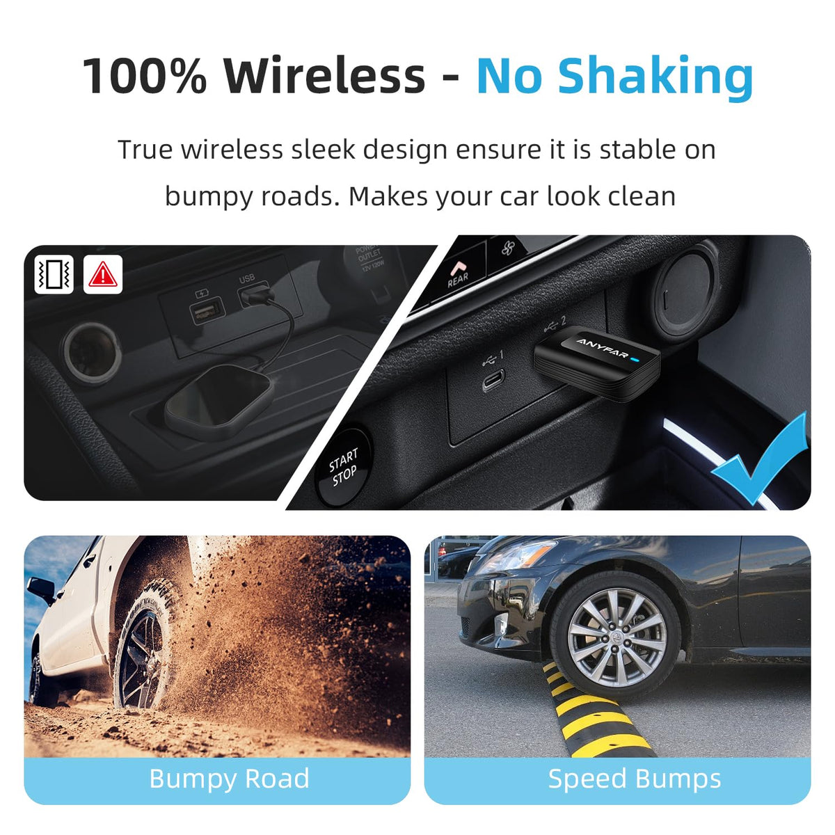 Adaptador Automático Inalámbrico ANYFAR C5 CarPlay y Android 2 en 1