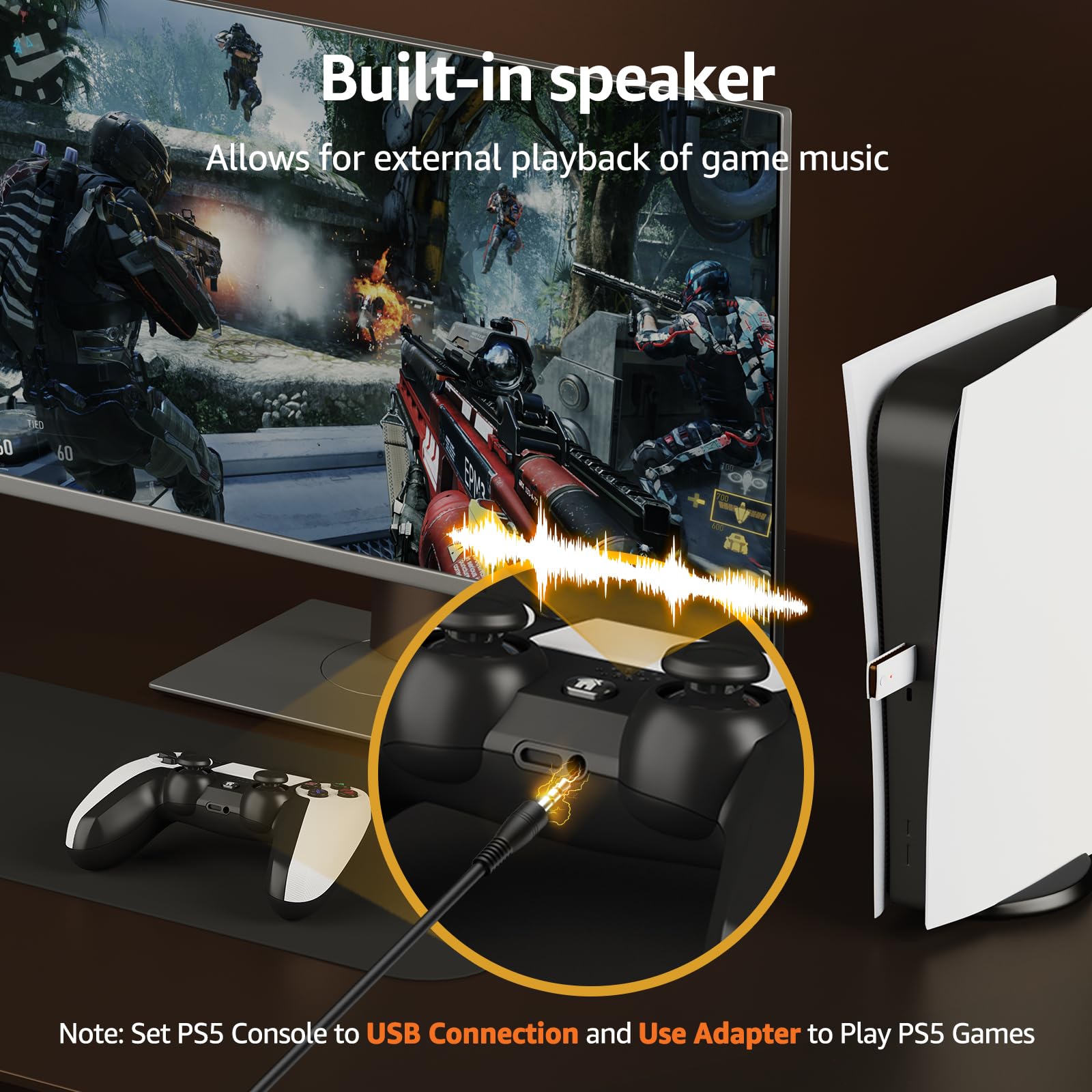 IWGAME Controller for PlayStation-5, Compatible with PS-5/PS-5 Pro/PS-4/ PC, Wireless Controllers Supports Adjustable Turbo, Remap, Hall Effect, Gaming Controller for PS-5 Games (2.4G Adapter Required