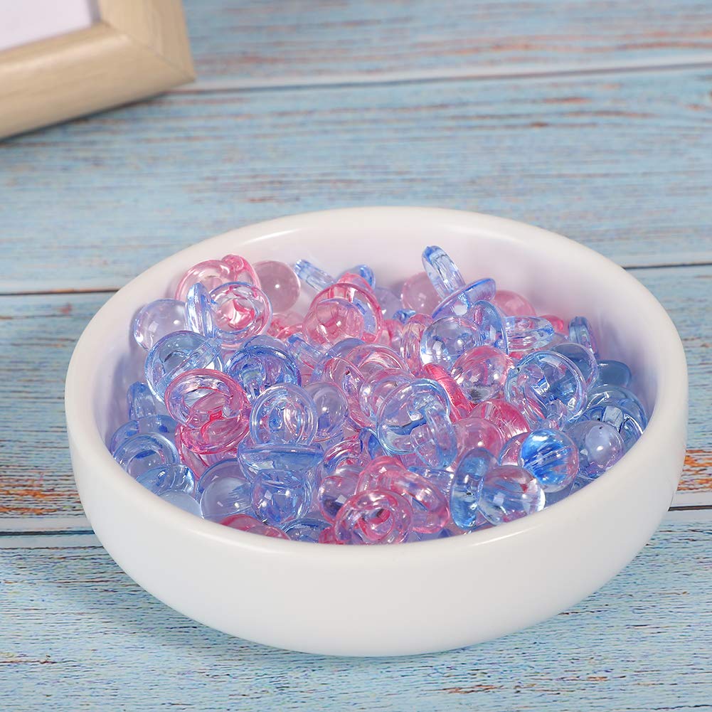 Chupetes Acrílicos Transparente y Azul para Decoración de Baby Shower y Bautizos