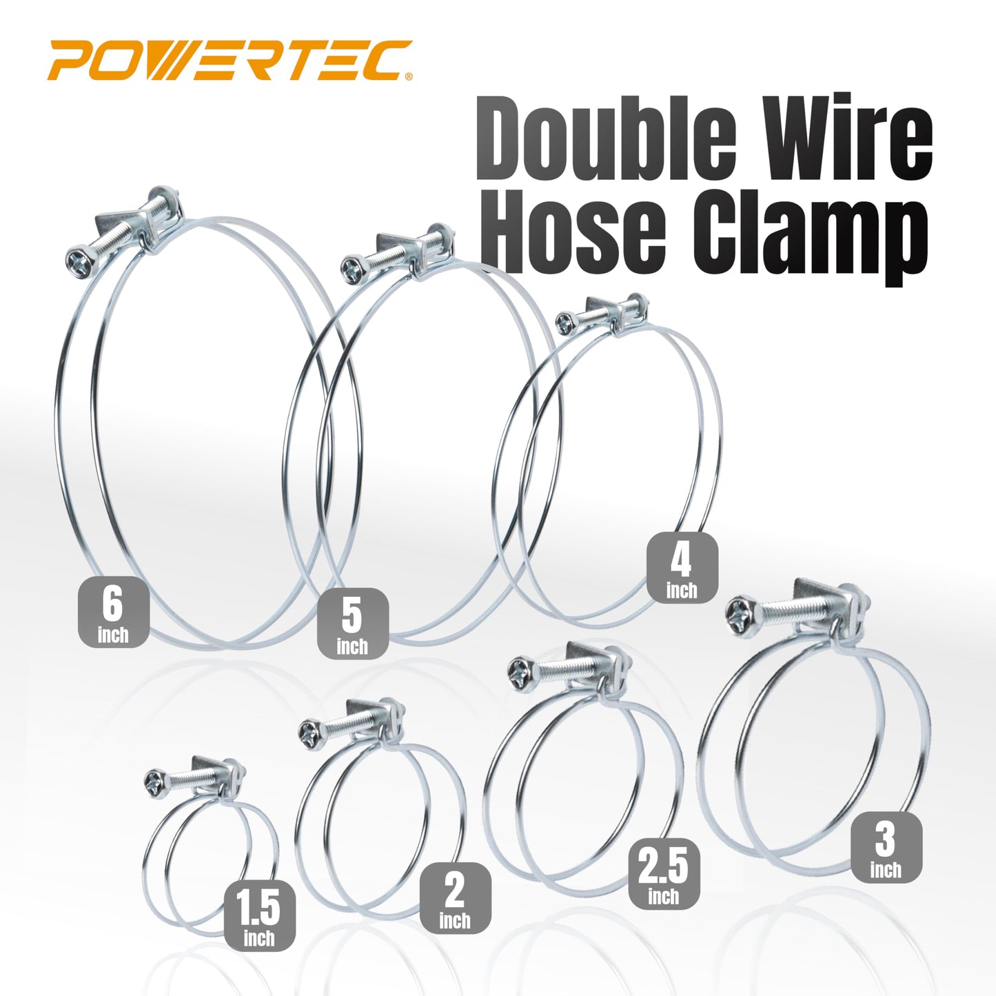 Abrazadera de Manguera Powertec de 4 Pulgadas, Paquete de 5