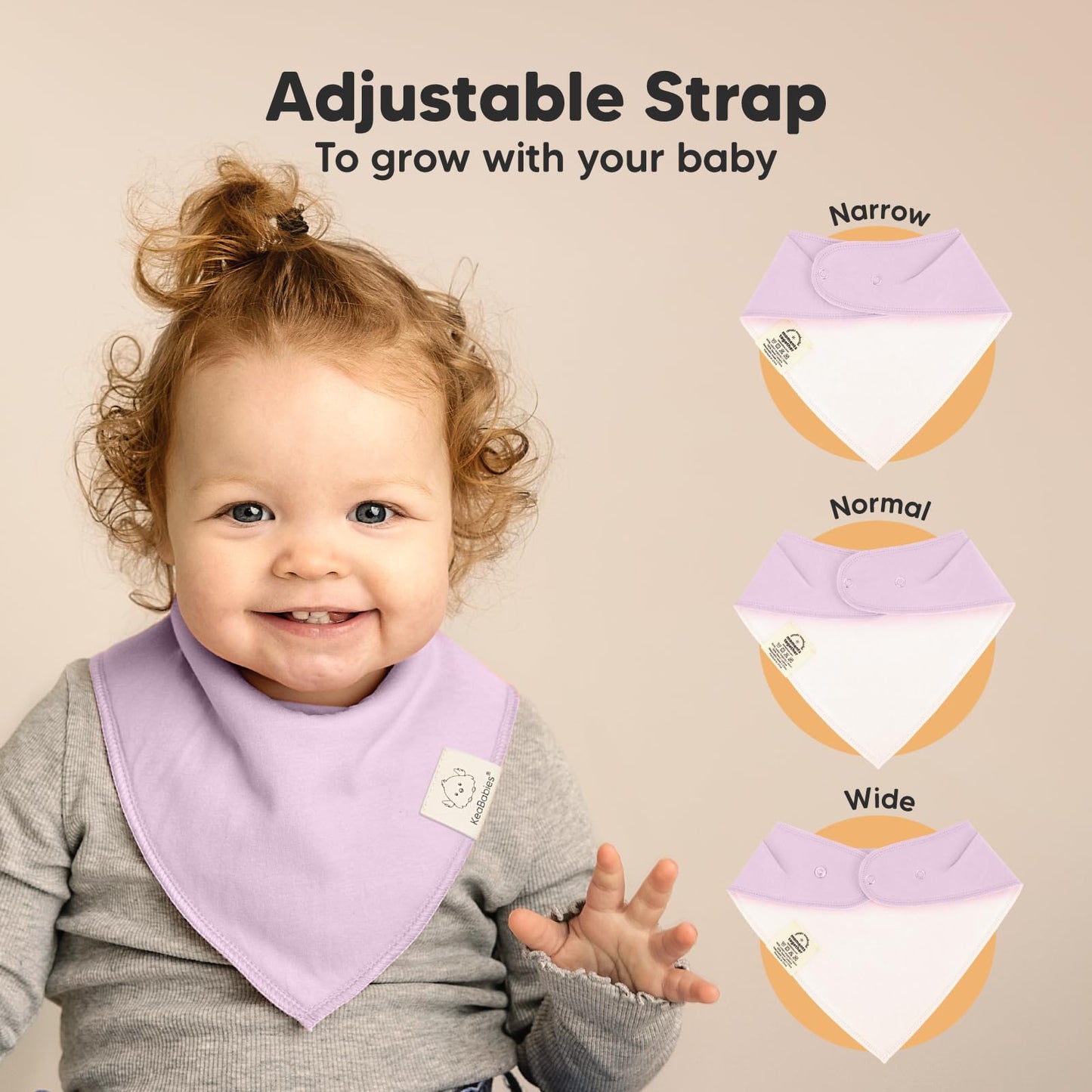 Paquete de 8 baberos orgánicos para niñas – Baberos triangulares súper absorbentes para bebés babeos y dentición, 100% algodón extra suave para recién nacido, bebé de 0 a 36 meses (Lila)