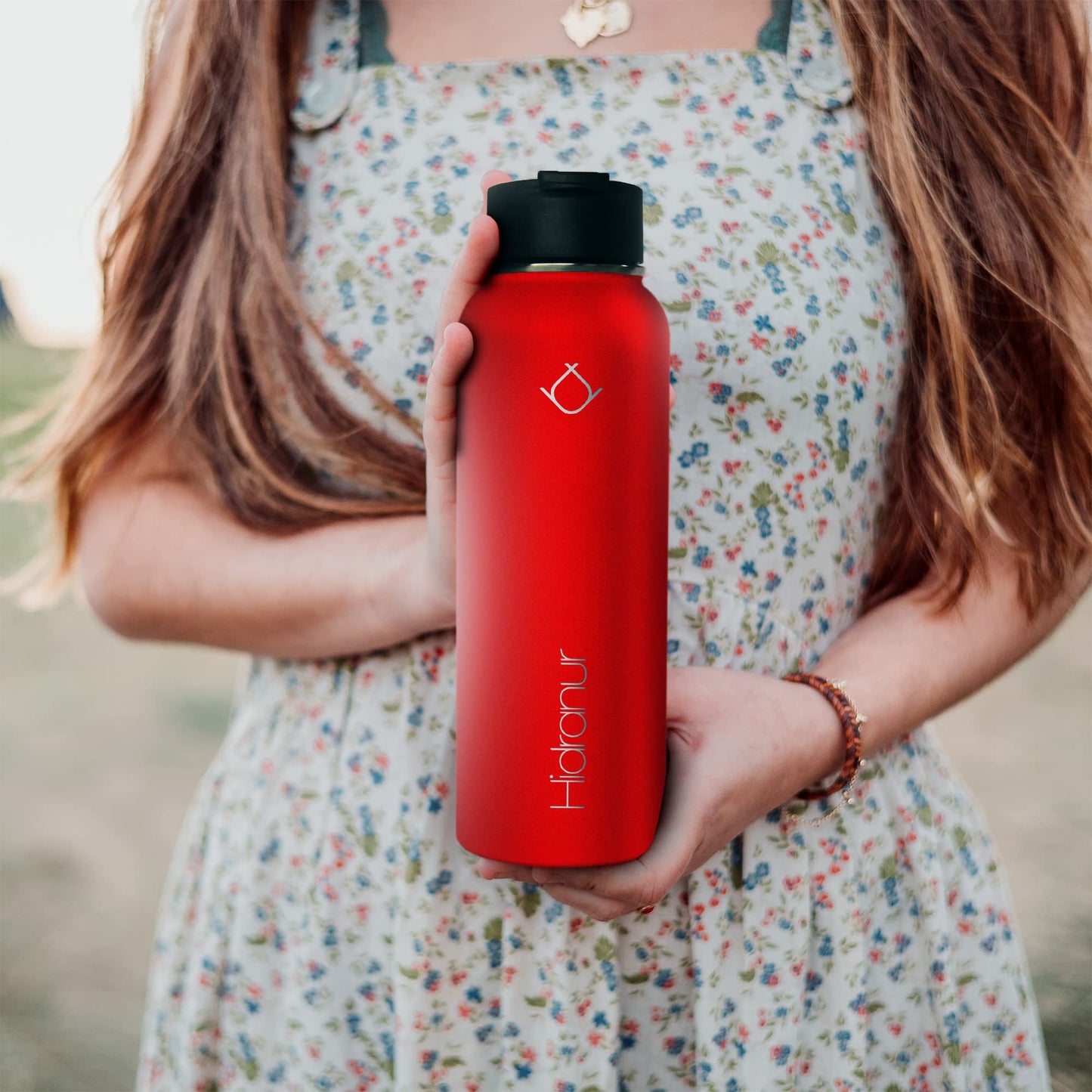 Hidranur Termo de Acero Inoxidable Doble Aislamiento Térmico, Termo Para Café 32 oz (946.35 ml), 3 Tapas Herméticas, 2 Popotes, 24 Hrs de Agua Caliente y Fría (Rojo, 32 Oz (946.35 ml))