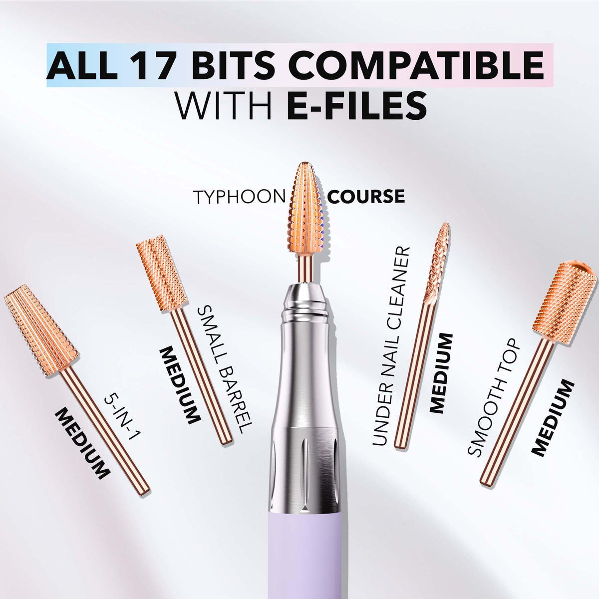 KIARA SKY- Brocas Kiara Sky Rose Gold - Herramienta profesional para limpiar uñas - Brocas para taladro de uñas E-File -