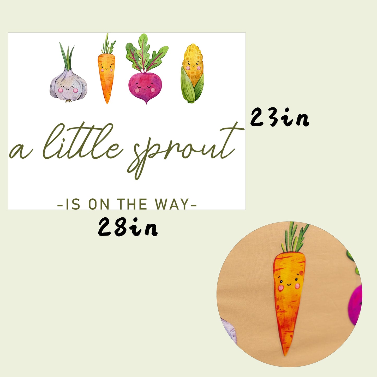 KIETKIE - Calcomanía de pared para baby shower de Little Sprout – ilustraciones vegetales de granja y escritura rústica, telón de fondo de baby shower neutro para cosecha de otoño y fiestas temáticas