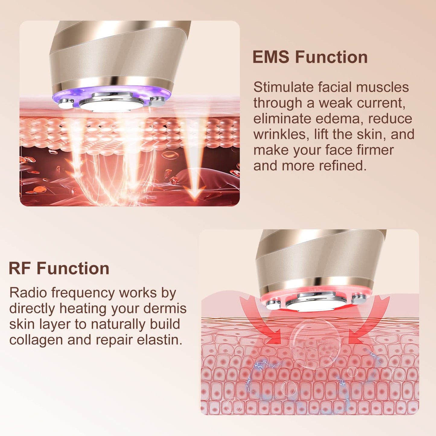 Máquina facial de alta frecuencia, 5 en 1 masajeador facial multifuncional de ajuste de la piel, máquina de terapia de luz para la cara