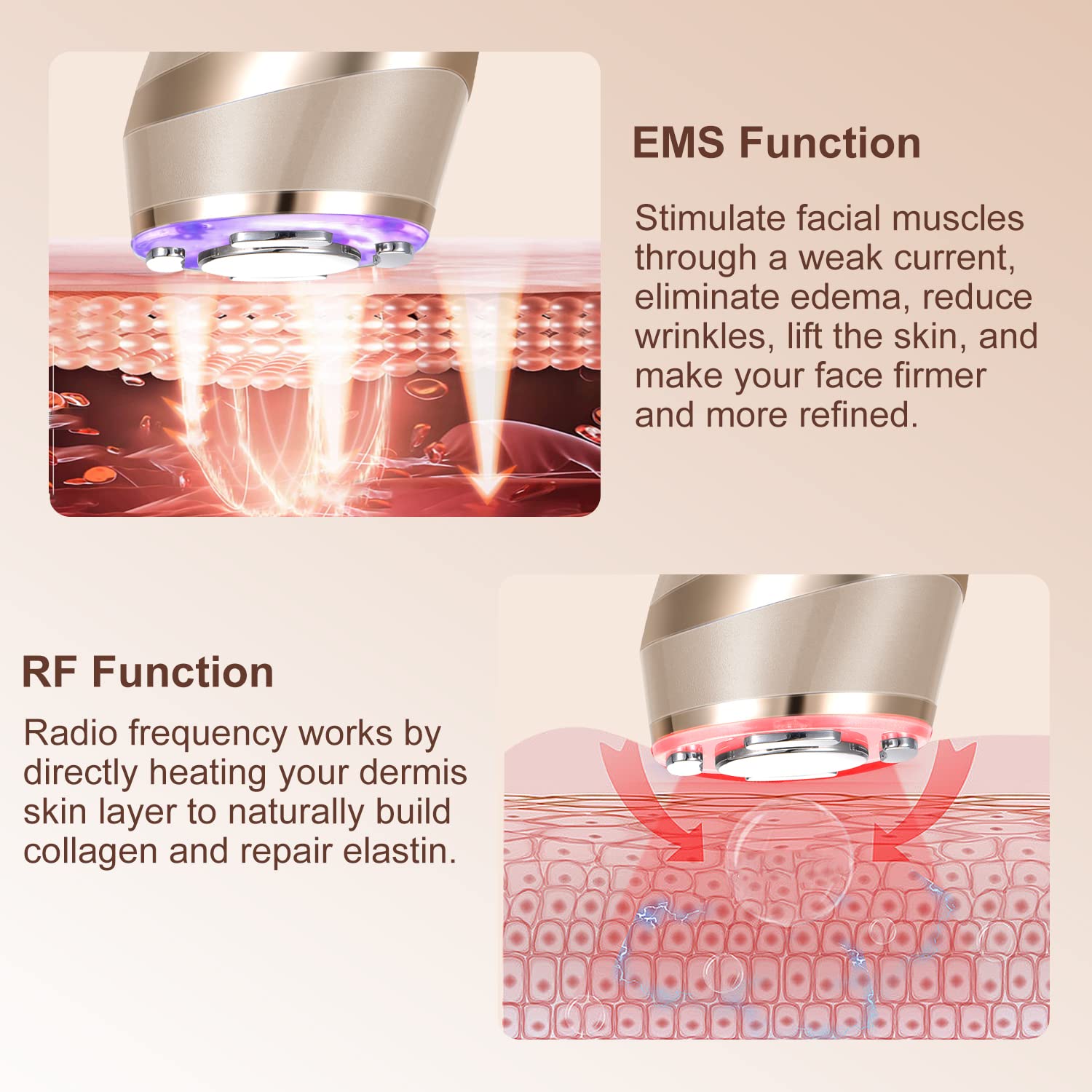 Máquina facial de alta frecuencia, 5 en 1 masajeador facial multifuncional de ajuste de la piel, máquina de terapia de luz para la cara