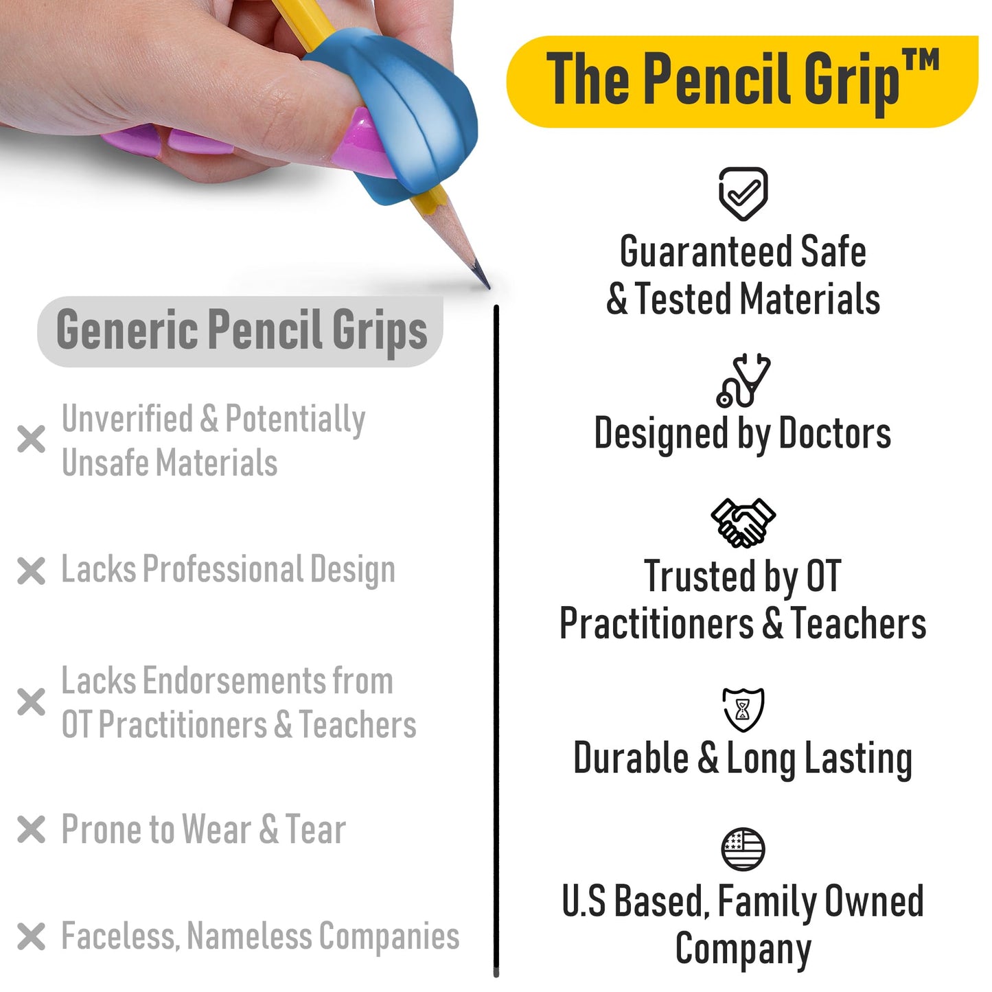 Ayuda de Escritura Ergonómica The Pencil Grip metálicos para Derecho y Zurdo 6 Unidades