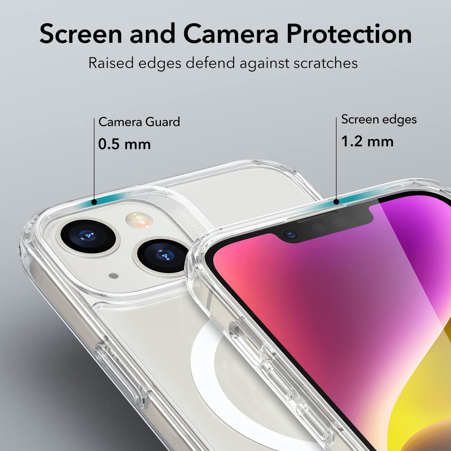 ESR Funda Híbrida con HaloLock Compatible con iPhone 13, Compatible Carga Magnética, Respaldo Resistente a Arañazos, Protección Mejorada contra Caídas, Serie Classic, Transparente