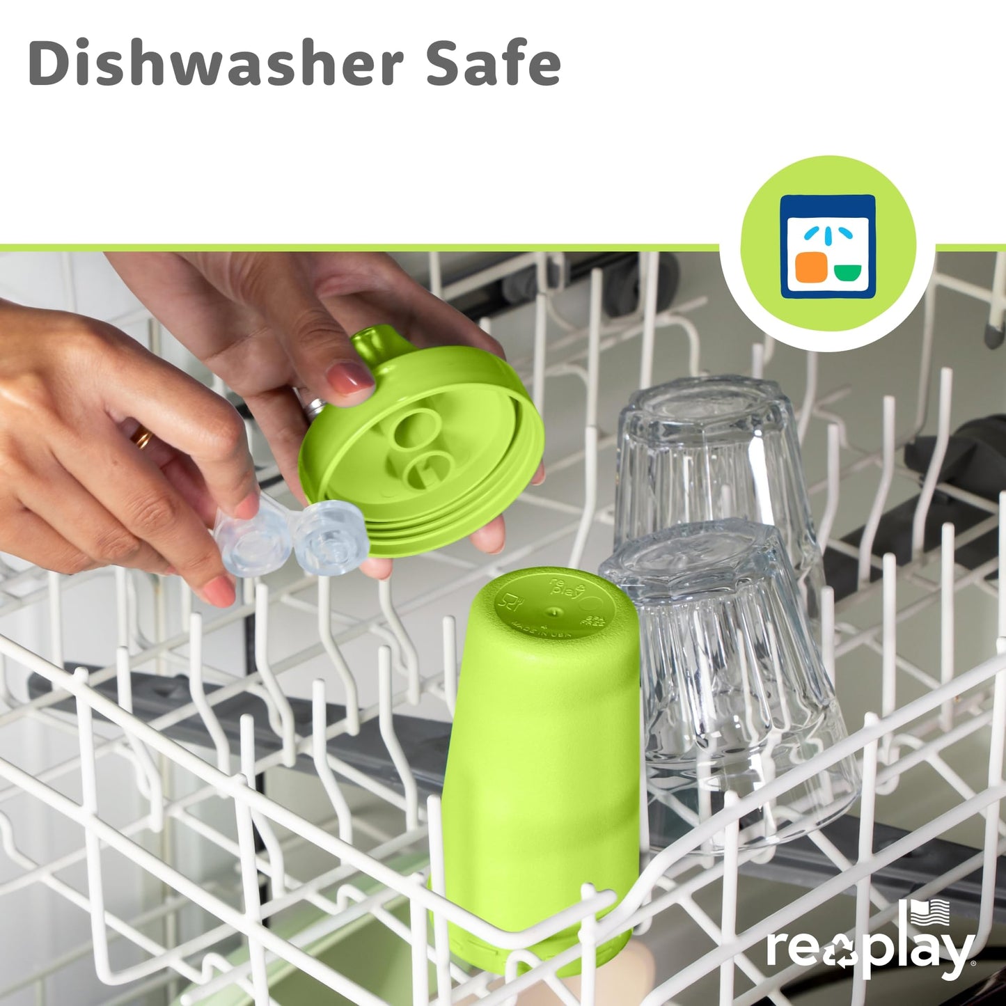 Re-Play - Vasos para niños pequeños, 10 onzas, 6 tazas antiderrames, aptos para lavaplatos y microondas, con boquilla dura