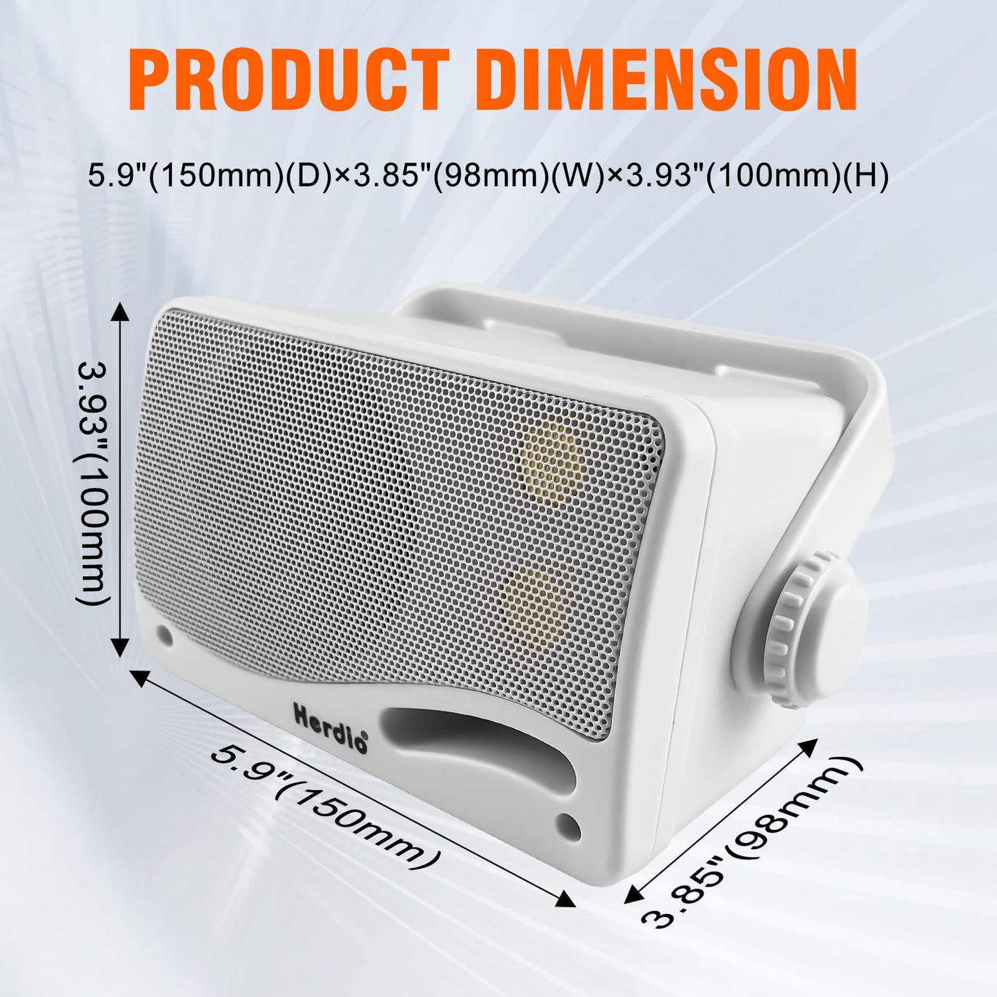 Herdio Altavoces Bluetooth impermeables para exteriores de 3.5 pulgadas, sistema de altavoces de montaje en pared con graves potentes de 400 W, para el hogar, patio, jardín, porche, cubierta