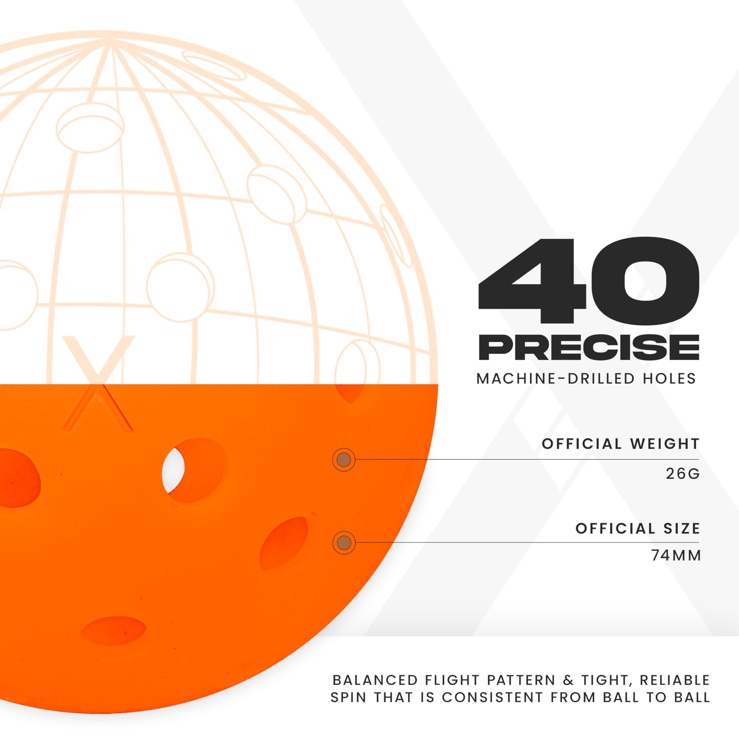 Franklin Sports - Bolas de Pickleball X-40 para Exteriores, aprobadas por Estados Unidos (USAPA) - Paquete de 3 Pickleballs Exteriores - Lava - Bola Abierta de Estados Unidos