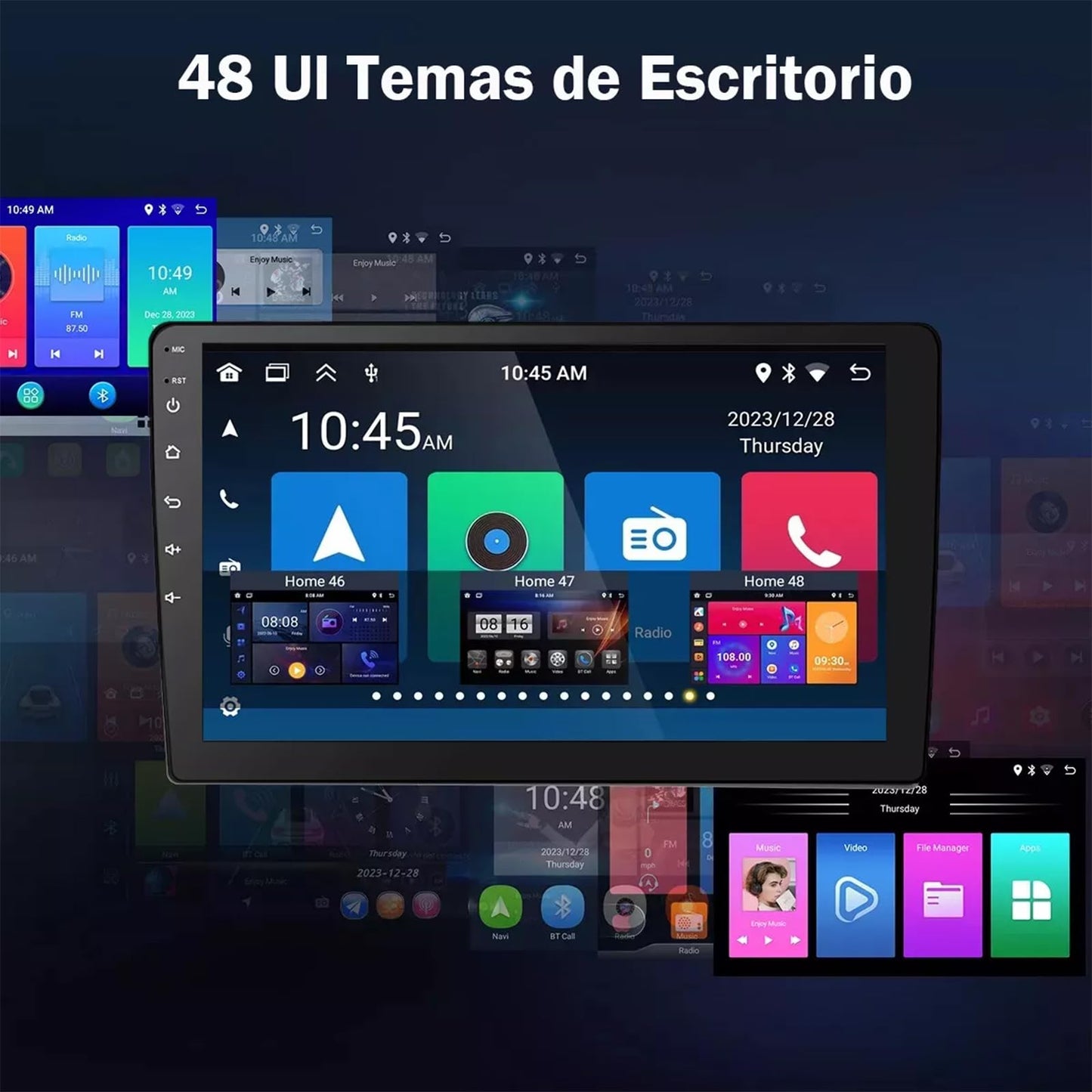 Autoestereos para Carro 10.1", 2+32GB, 2DIN, Pantalla para Auto, Compatible con CarPlay y Android Auto, Android 13, Mirror Link, Cámara de Marcha Atrás, GPS, LPS, Bluetooth, WiFi