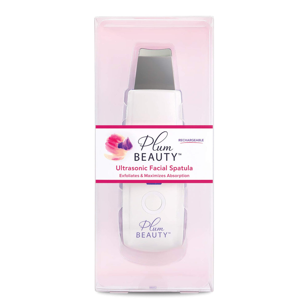 Plum Beauty Espátula facial ultrasónica, exfoliante facial, limpiador de poros, herramienta de cuidado de la piel, recargable con cable USB